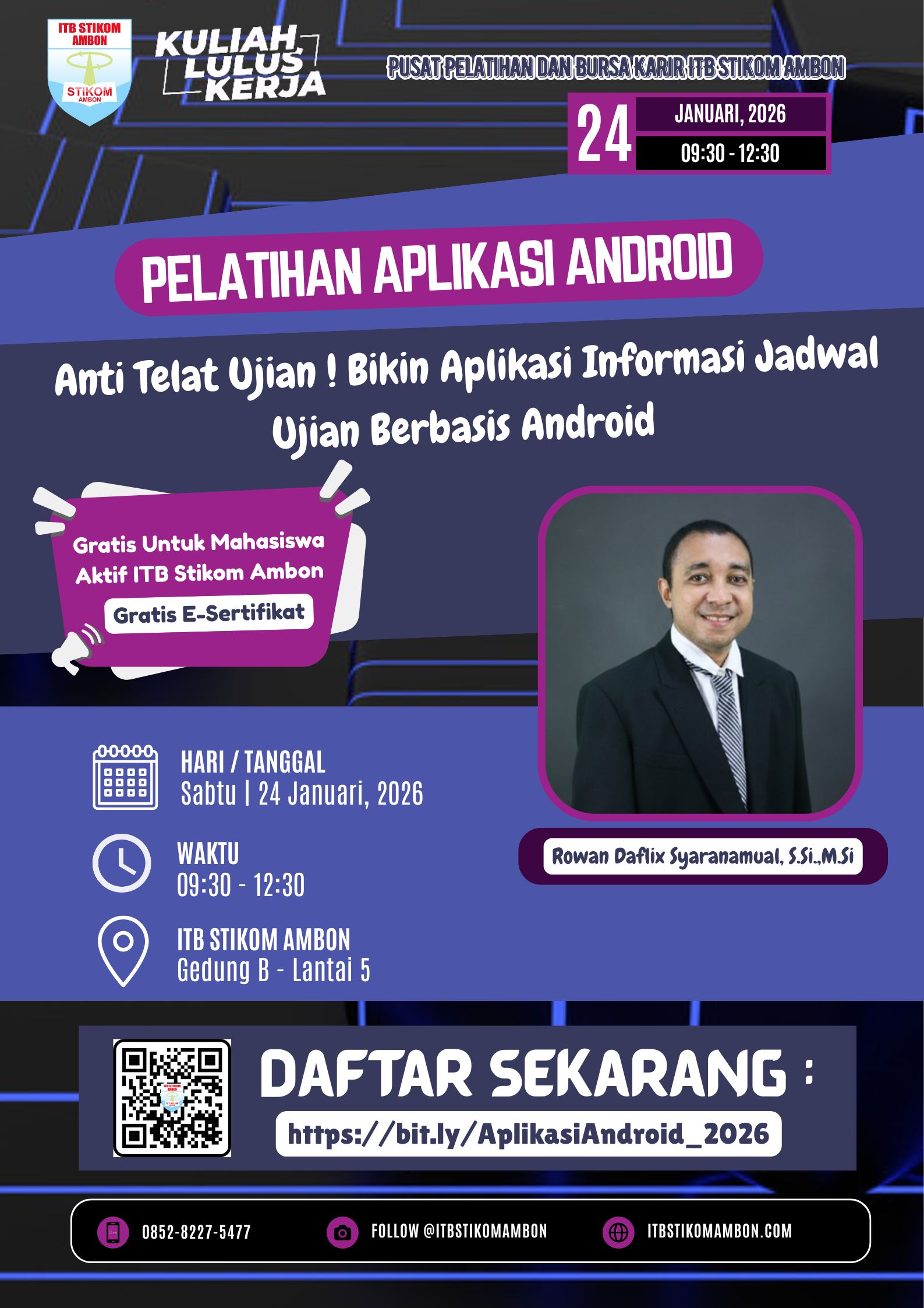 Beige dan Gulabi Minimalis Seminar Bisnis Digital Poster